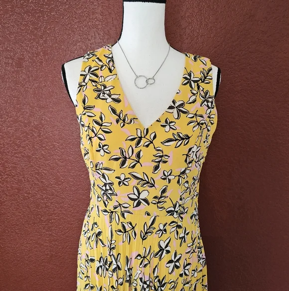 Banana Republic Yellow Floral Midi Dress - Picture 3 of 9